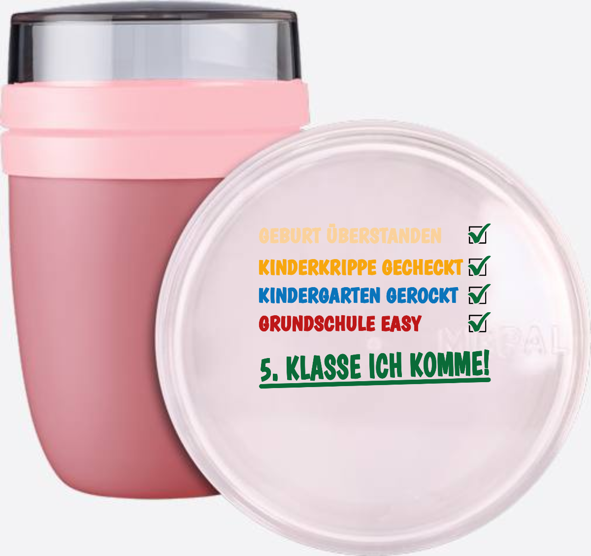 Tasse "Grundschule überstanden – 5. Klasse" mit Name - Vivid Mauve