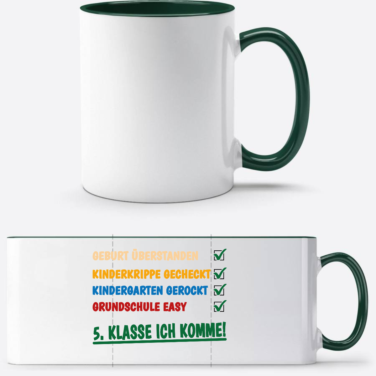 Tasse: Grundschule überstanden, 5. Klasse – Personalisiert - White/Petrol