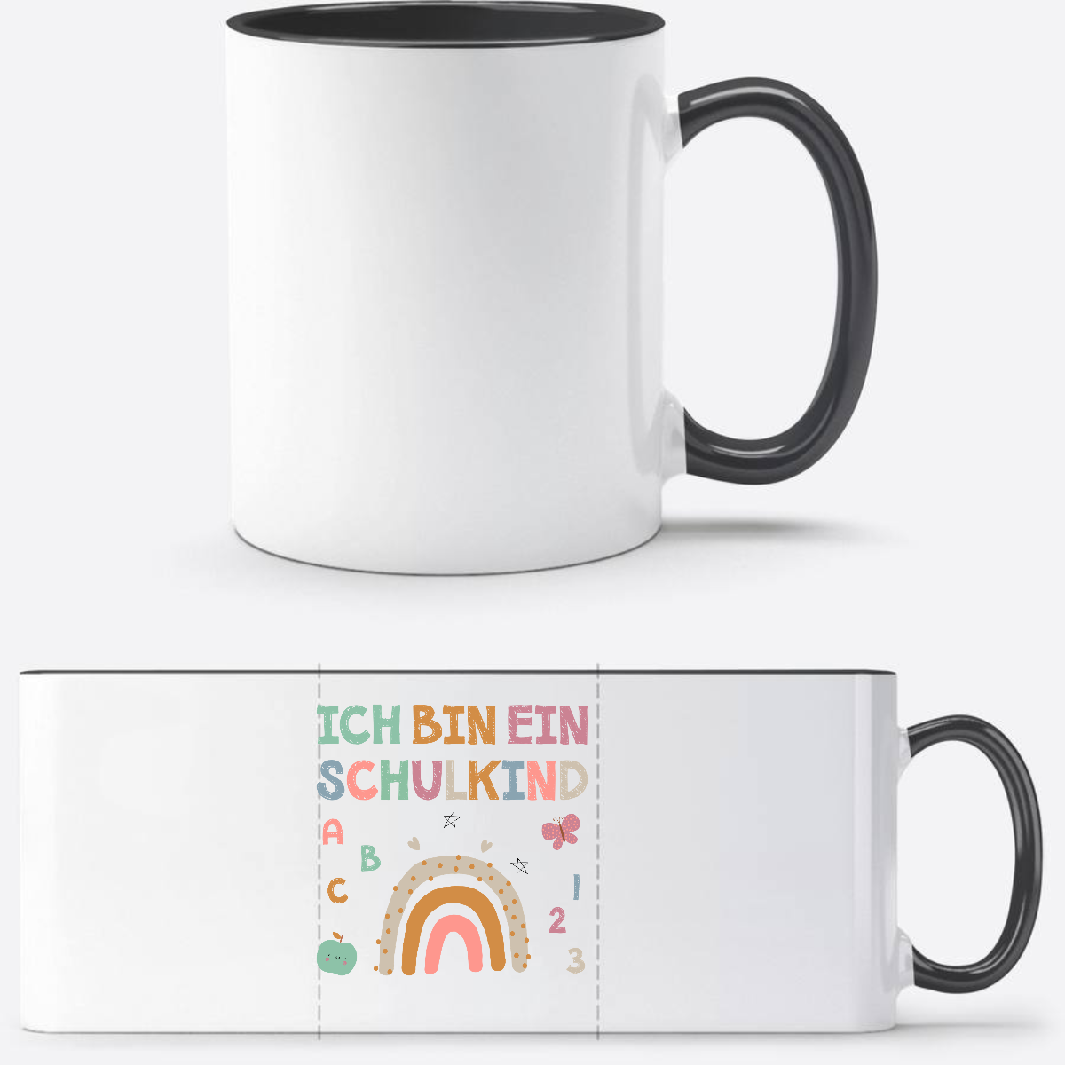 Tasse „Ich bin ein Schulkind“ – Geschenk zur Einschulung - Weiß/Schwarz