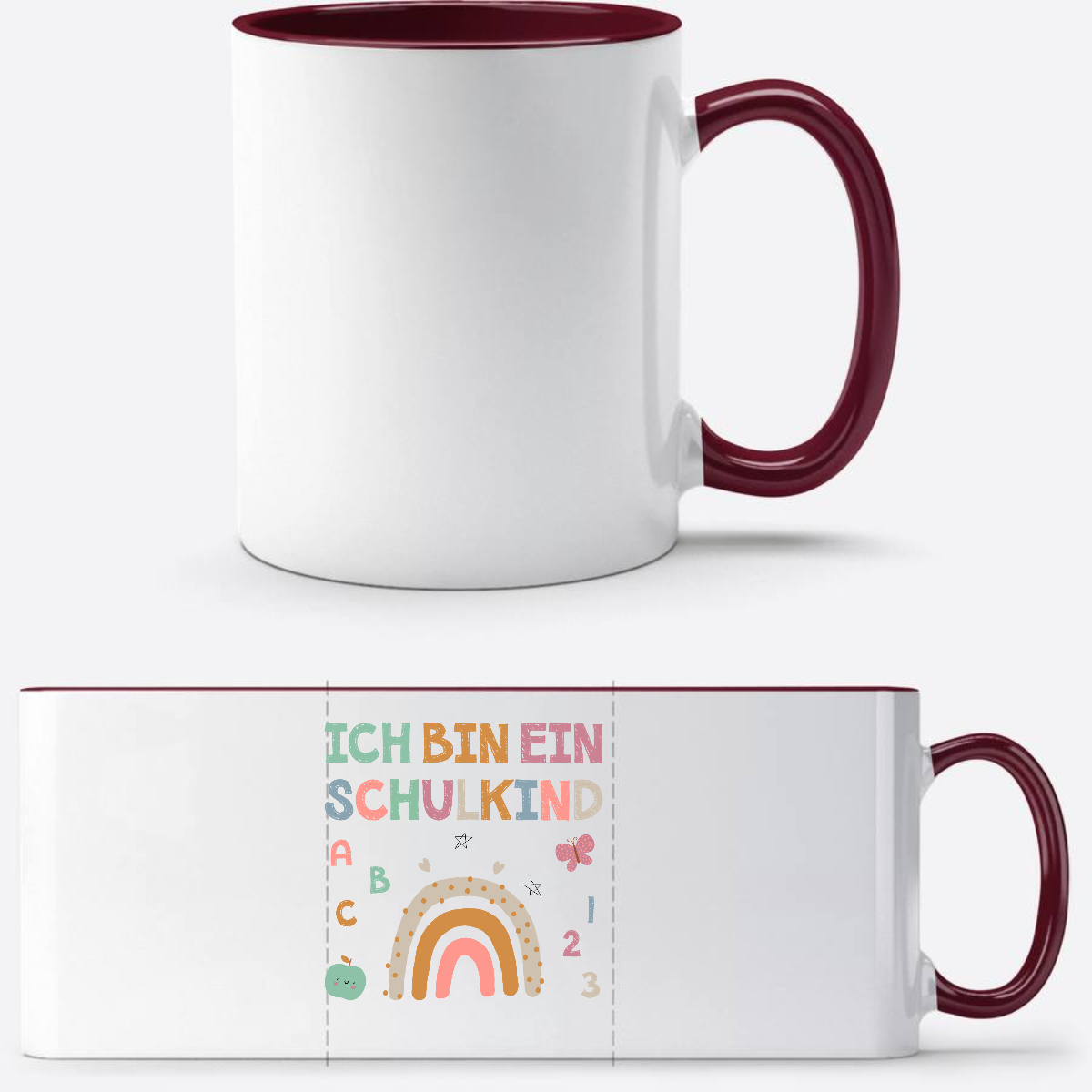 Tasse „Ich bin ein Schulkind“ – Geschenk zur Einschulung - White/Bordeaux