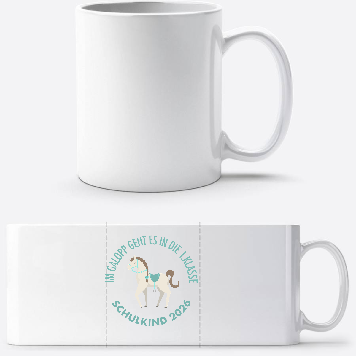 Tasse Im Galopp Schulkind 2026 – Personalisiert mit Name - Weiß