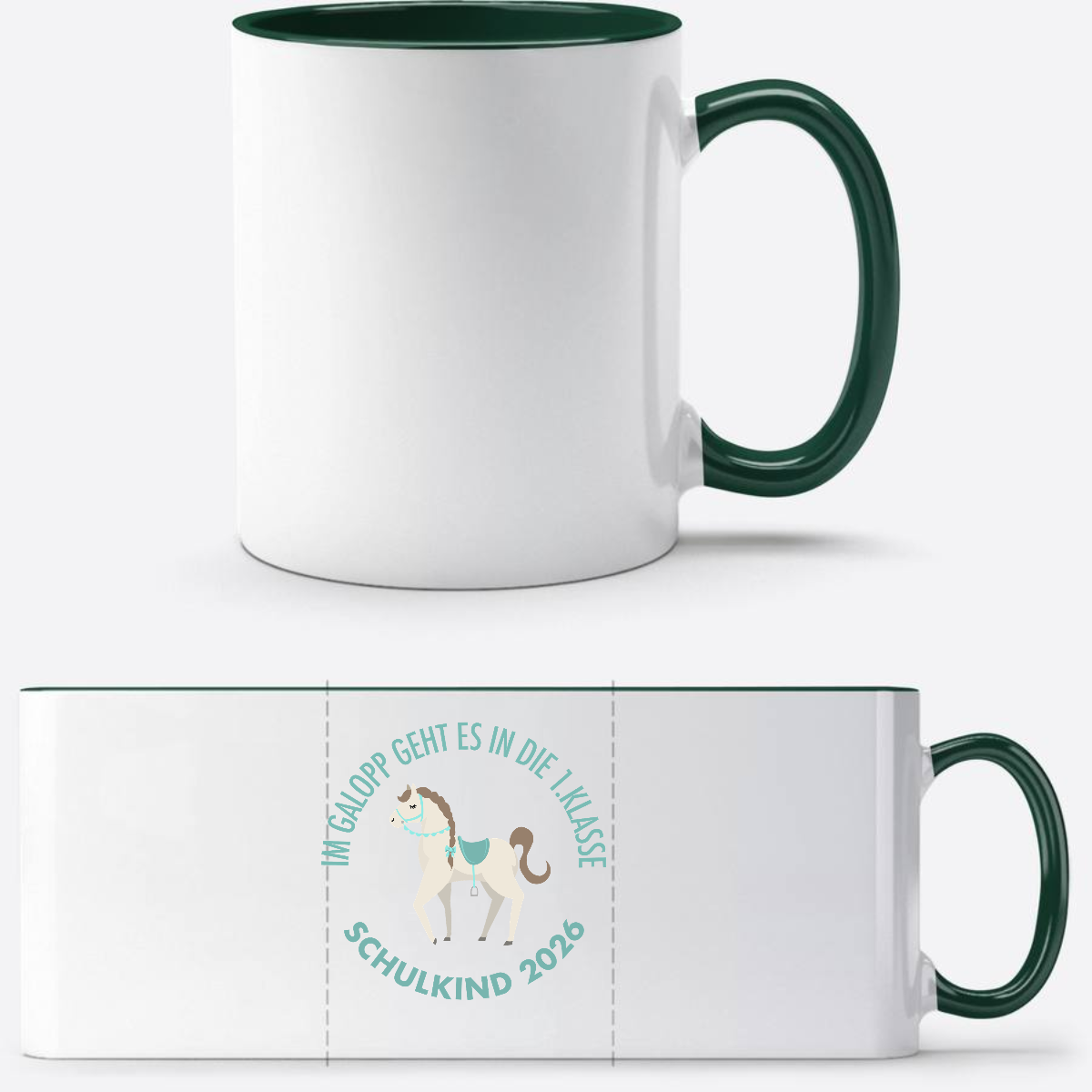 Tasse Im Galopp Schulkind 2026 – Personalisiert mit Name - White/Petrol