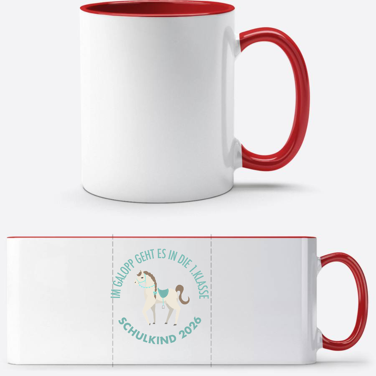 Tasse Im Galopp Schulkind 2026 – Personalisiert mit Name - White/Red