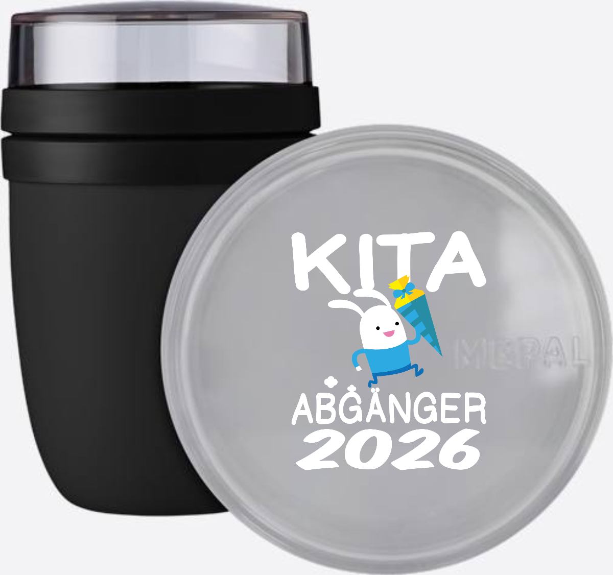 Tasse Kita Abgänger 2026 – Hase mit Schultüte & Name - Nordic Black