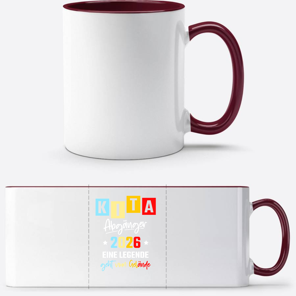 Tasse Kita Abgänger 2026 – Legende verlässt das Gelände mit Name - White/Bordeaux