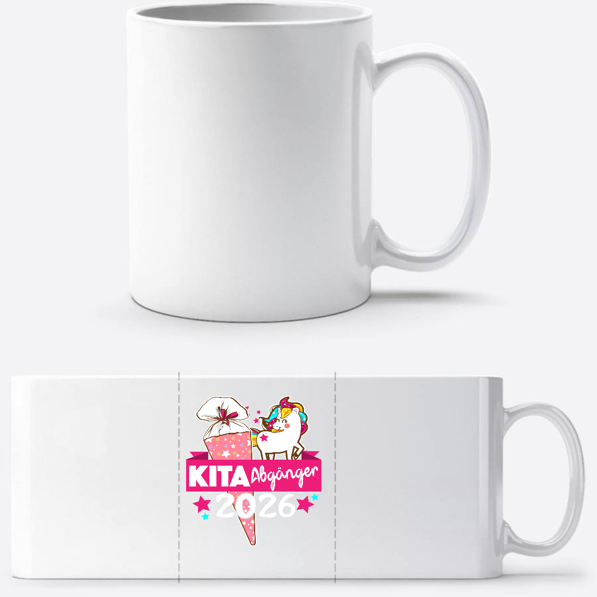 Tasse Kita-Abgänger 2026 mit Namen – Geschenk zur Einschulung - Weiß