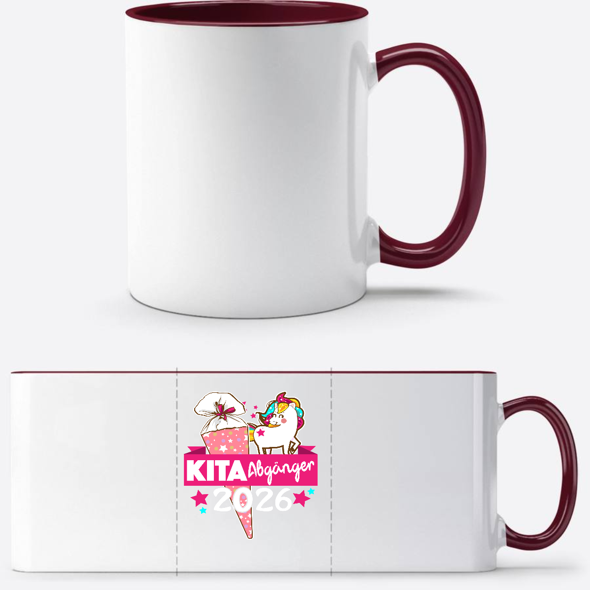 Tasse Kita-Abgänger 2026 mit Namen – Geschenk zur Einschulung - White/Bordeaux