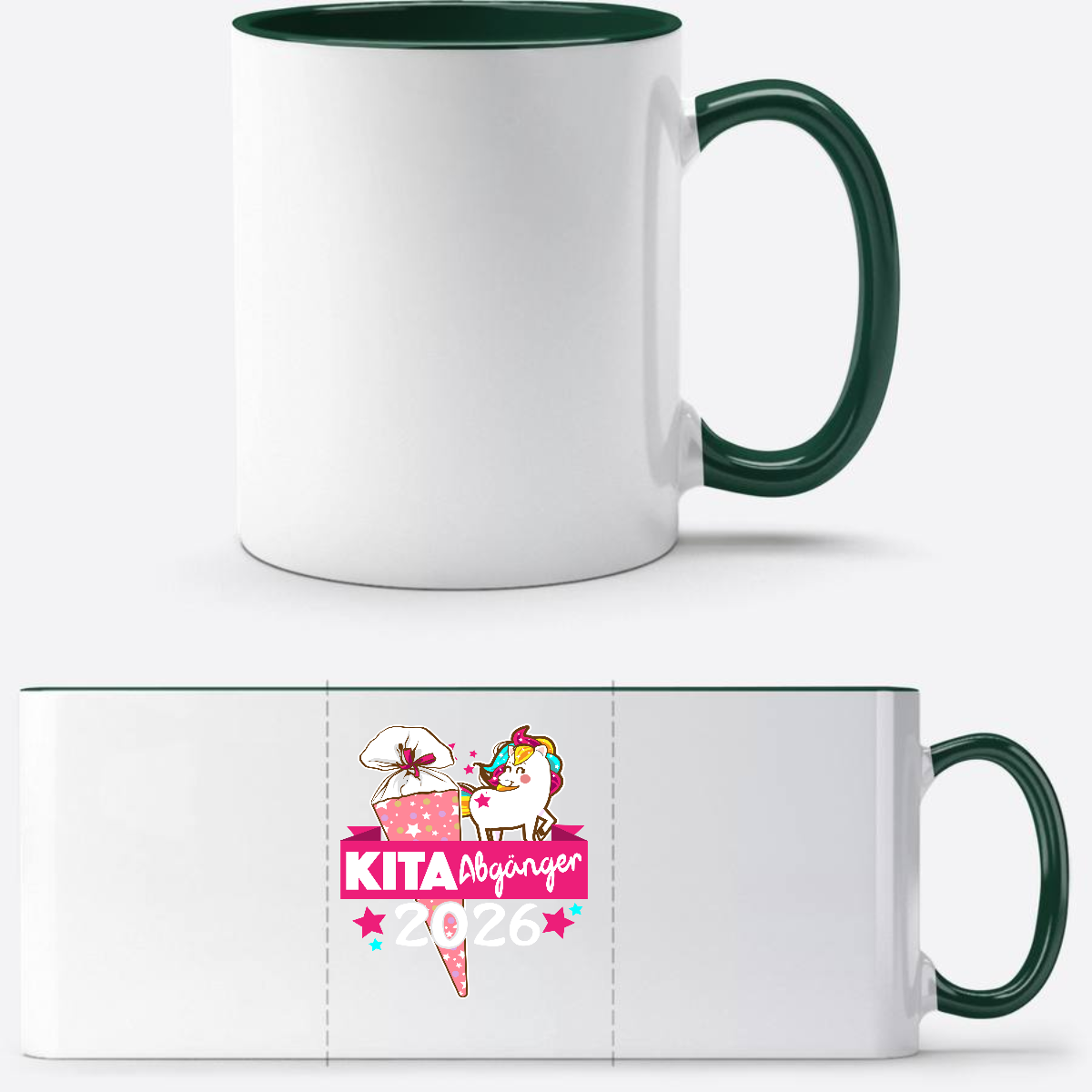 Tasse Kita-Abgänger 2026 mit Namen – Geschenk zur Einschulung - White/Petrol