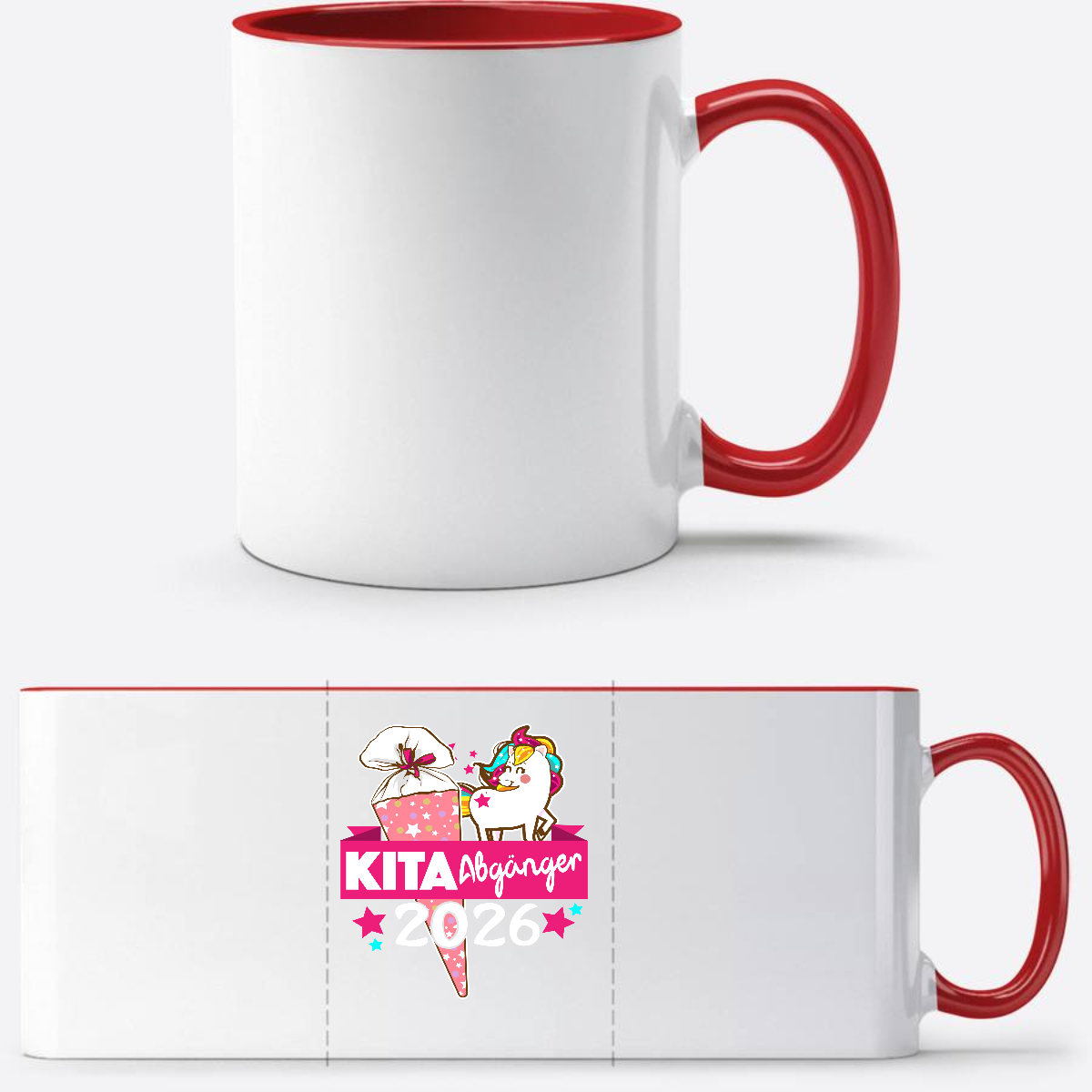 Tasse Kita-Abgänger 2026 mit Namen – Geschenk zur Einschulung - White/Red