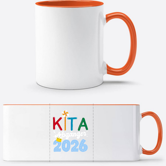 Tasse Kita Abgänger 2026 – Personalisiert zum Schulstart - Weiß/Orange