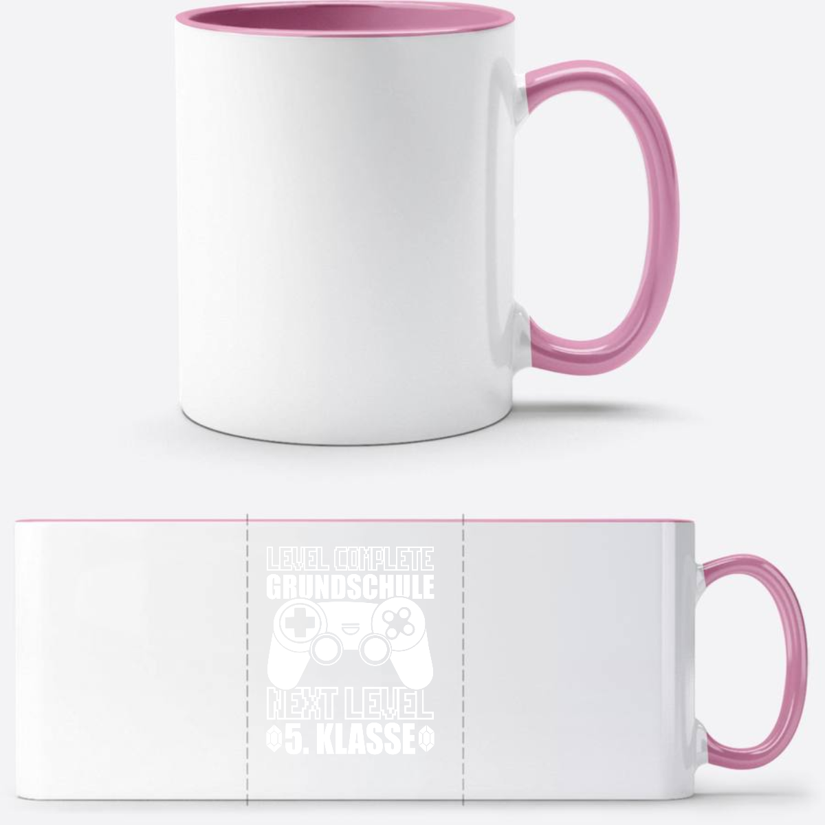 Tasse Level complete 5. Klasse – Geschenk zum Schulwechsel - Weiss/Rosa