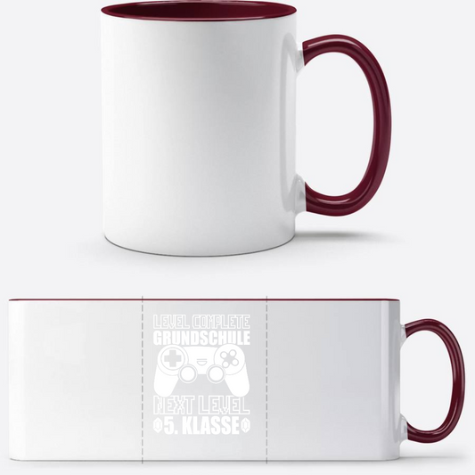 Tasse Level complete 5. Klasse – Geschenk zum Schulwechsel - White/Bordeaux