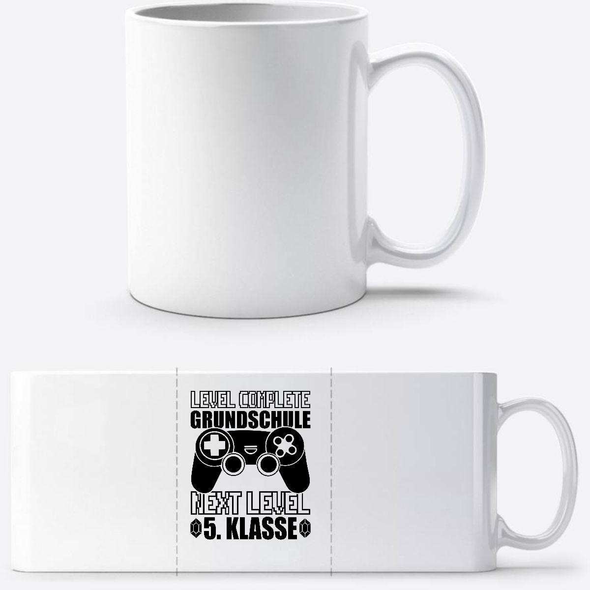 Tasse Level Complete – 5. Klasse mit Name personalisierbar - Weiß