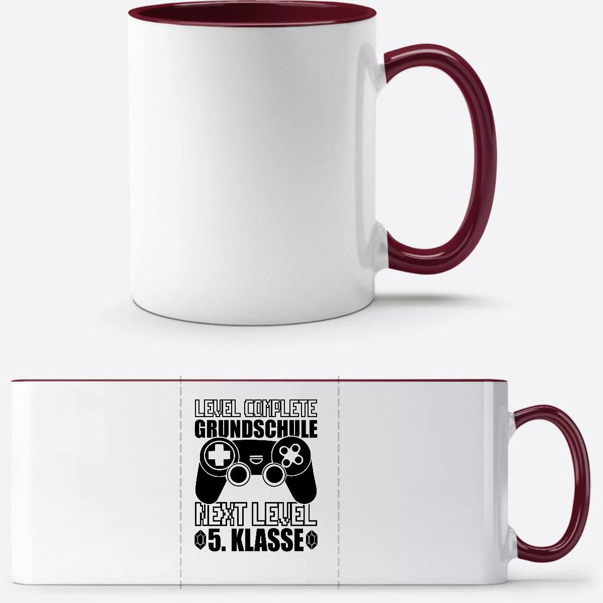 Tasse Level Complete – 5. Klasse mit Name personalisierbar - White/Bordeaux