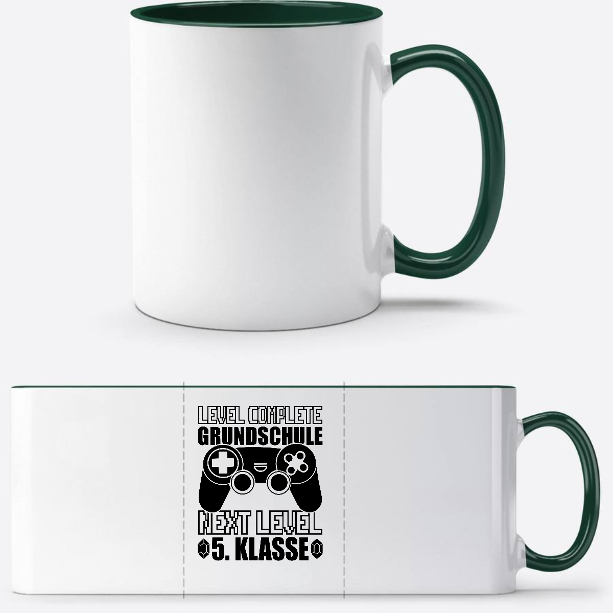 Tasse Level Complete – 5. Klasse mit Name personalisierbar - White/Petrol