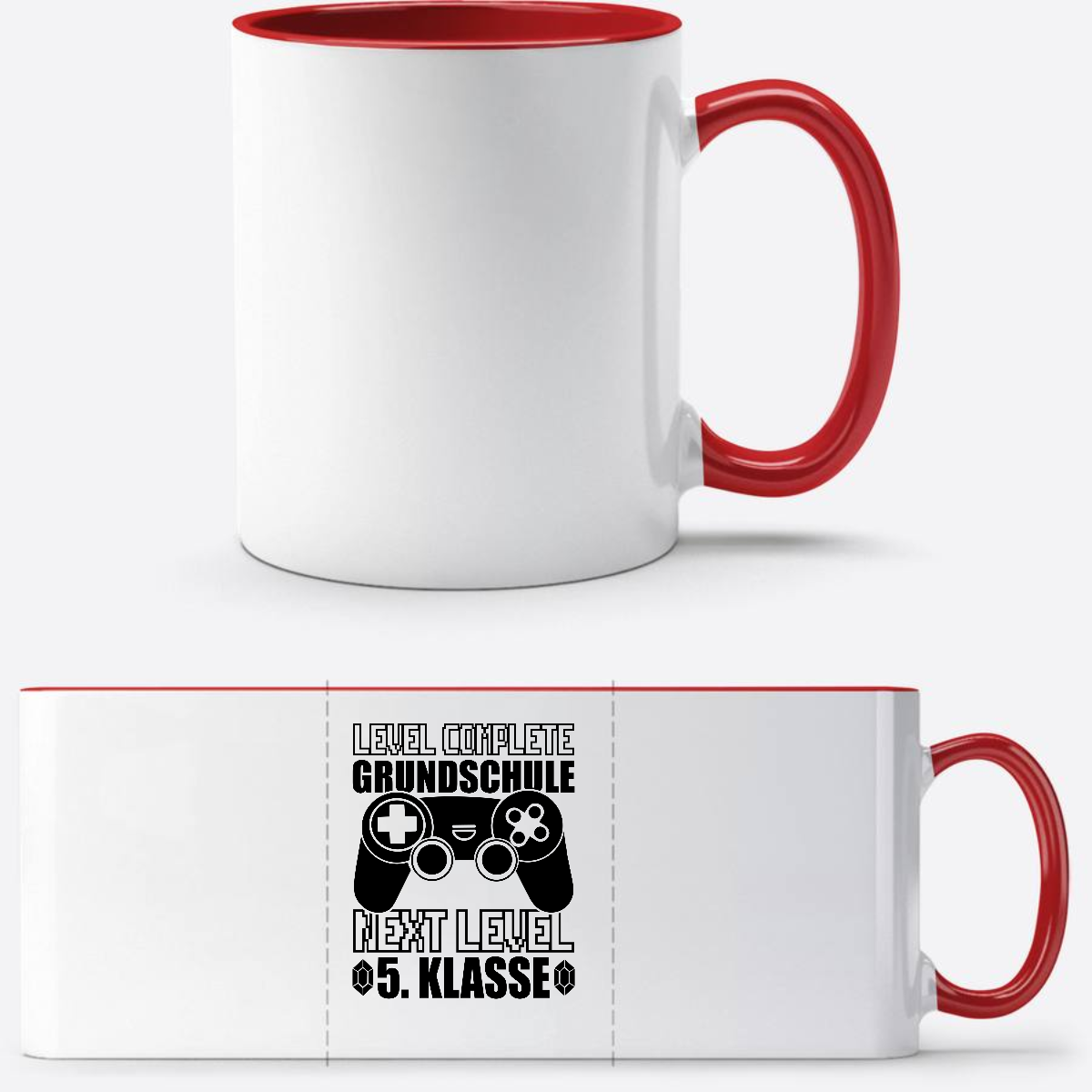 Tasse Level Complete – 5. Klasse mit Name personalisierbar - White/Red