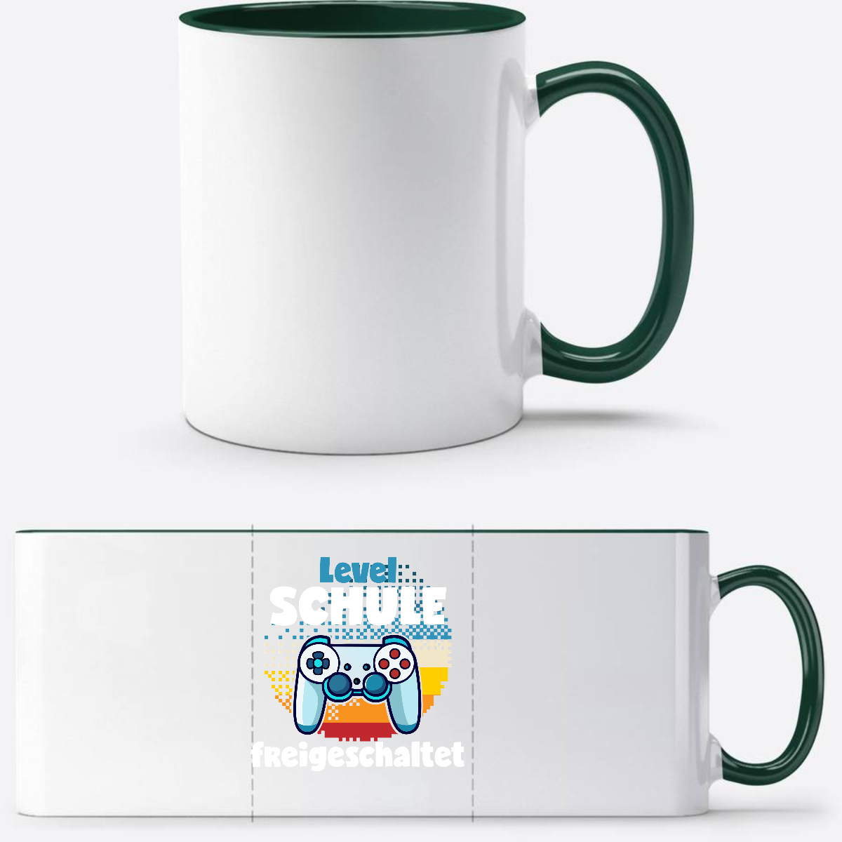 Tasse Level Schule freigeschaltet – Geschenk zur Einschulung - White/Petrol