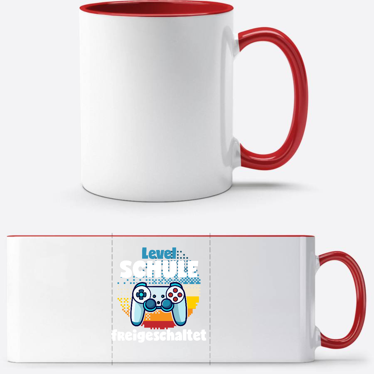Tasse Level Schule freigeschaltet – Geschenk zur Einschulung - White/Red