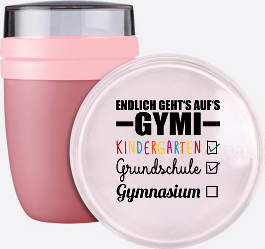Tasse mit Name: Endlich geht's auf's Gymi (schwarzbunt) - Vivid Mauve
