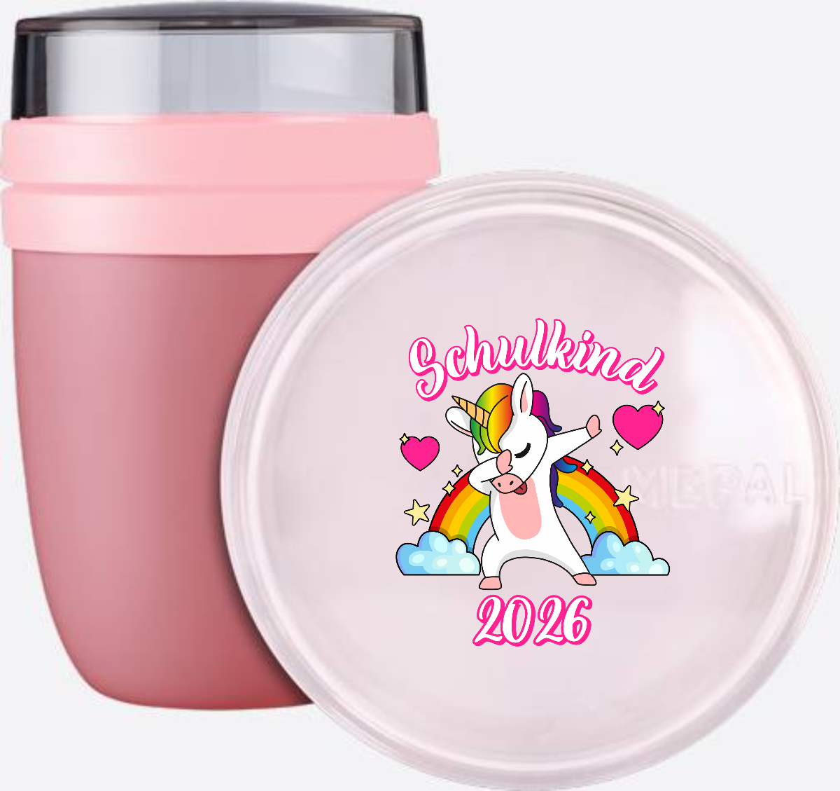 Tasse Schulkind 2025 – Dabbendes Einhorn Regenbogen mit Name - Vivid Mauve