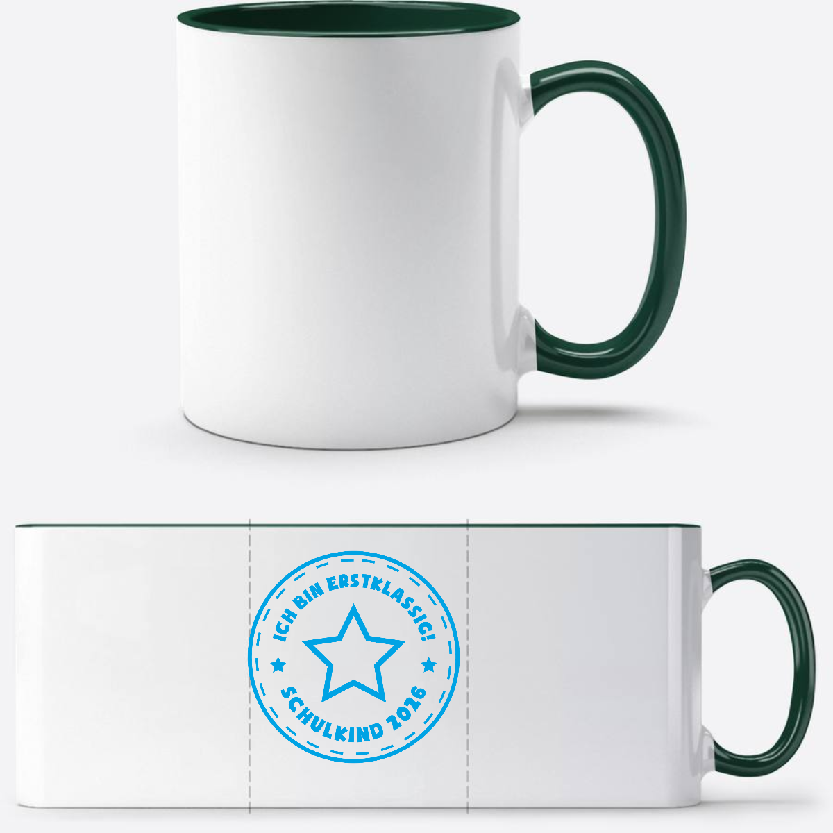 Tasse Schulkind 2025 – Ich bin erstklassig Stern Hellblau - White/Petrol