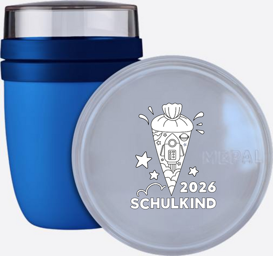 Tasse Schulkind 2025 – Rakete zum Ausmalen mit Name - Vivid Blue