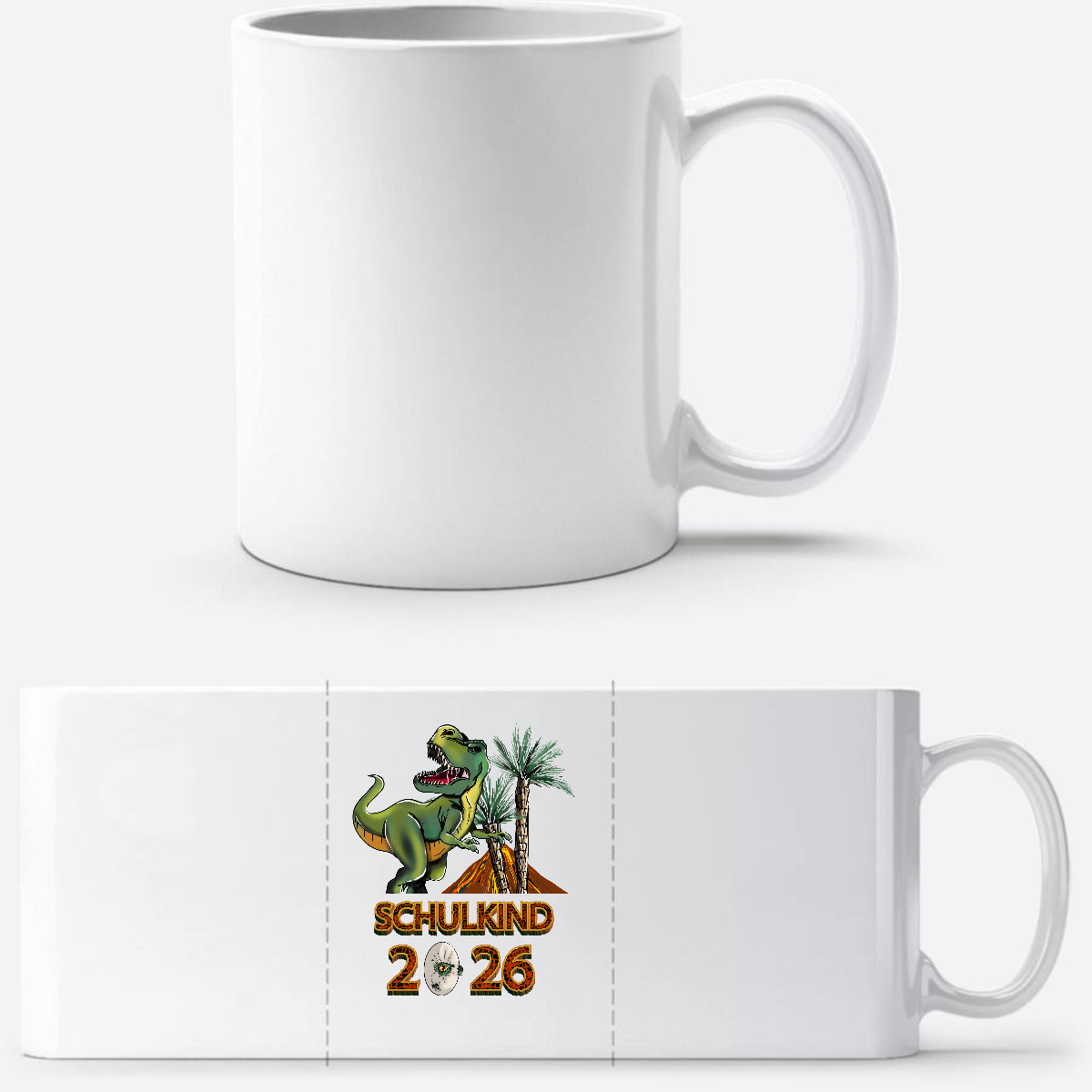 Tasse Schulkind 2025 T-Rex Dino – Personalisiert mit Name - Weiß