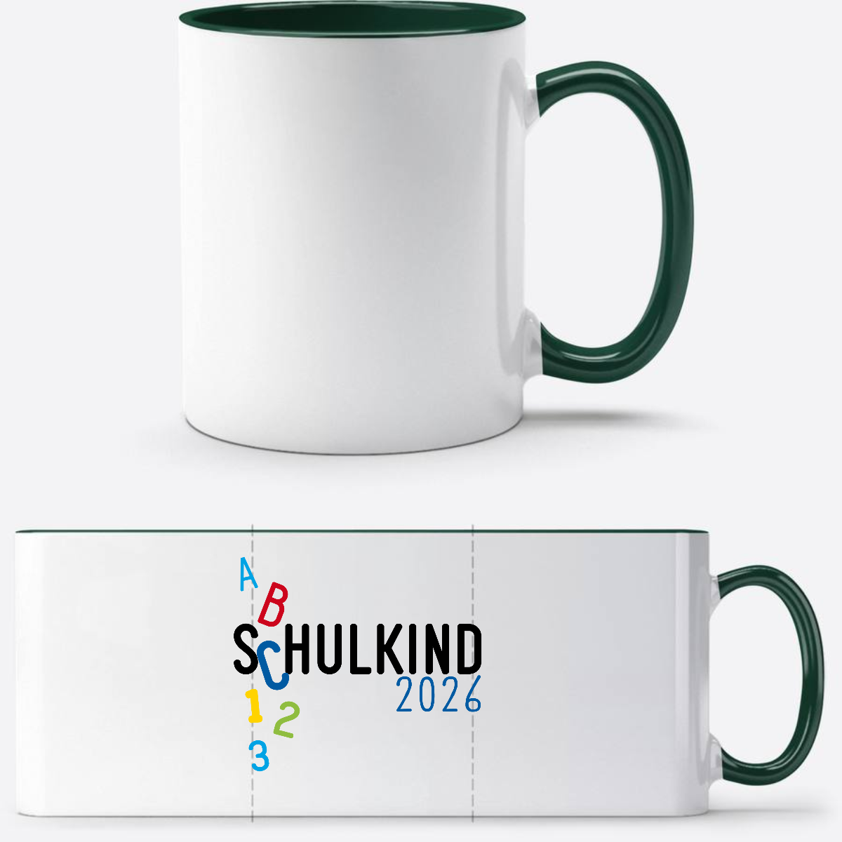 Tasse Schulkind 2026 ABC blau – Personalisiert mit Namen - White/Petrol