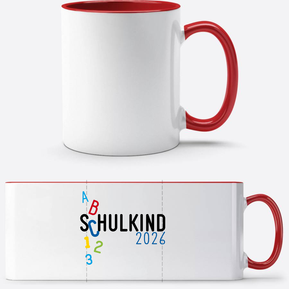 Tasse Schulkind 2026 ABC blau – Personalisiert mit Namen - White/Red