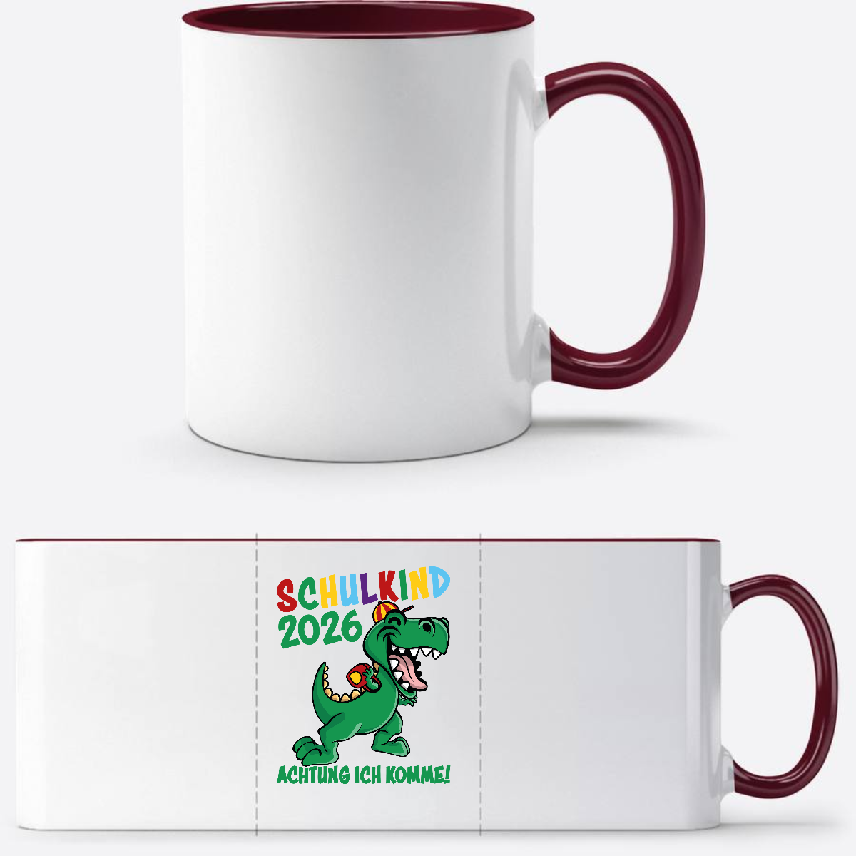 Tasse Schulkind 2026 – Achtung ich komme! Personalisiert - White/Bordeaux