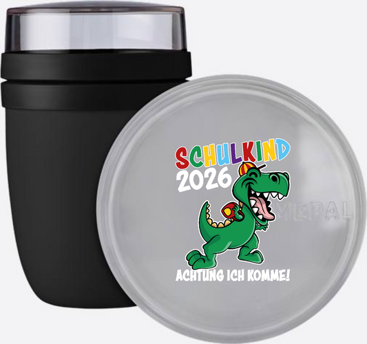 Tasse Schulkind 2026 Dino – Personalisiert mit Name - Nordic Black