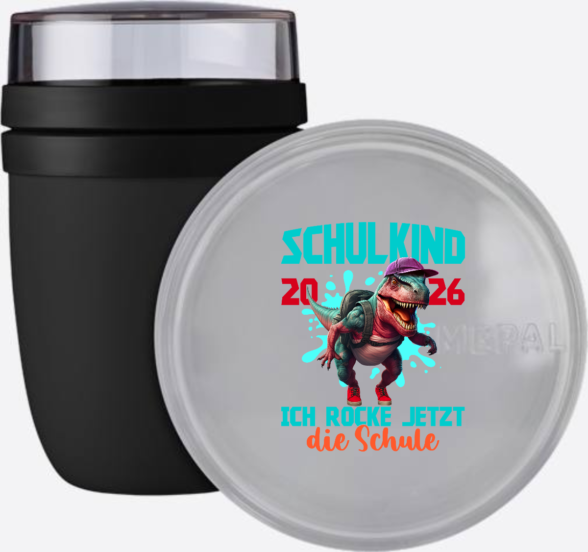 Tasse Schulkind 2026: Dino T-Rex – Ich rocke die Schule - Nordic Black