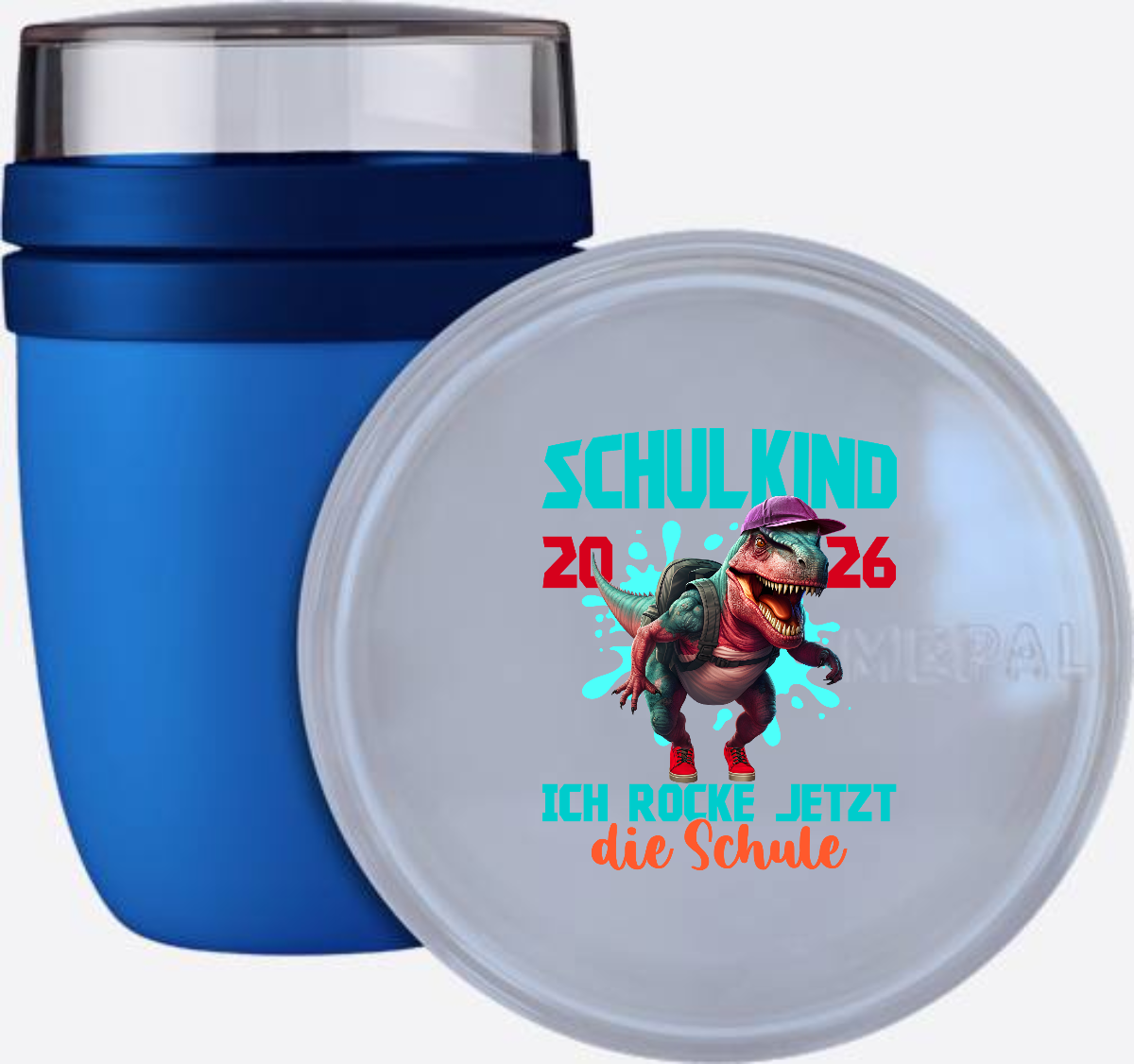 Tasse Schulkind 2026: Dino T-Rex – Ich rocke die Schule - Vivid Blue