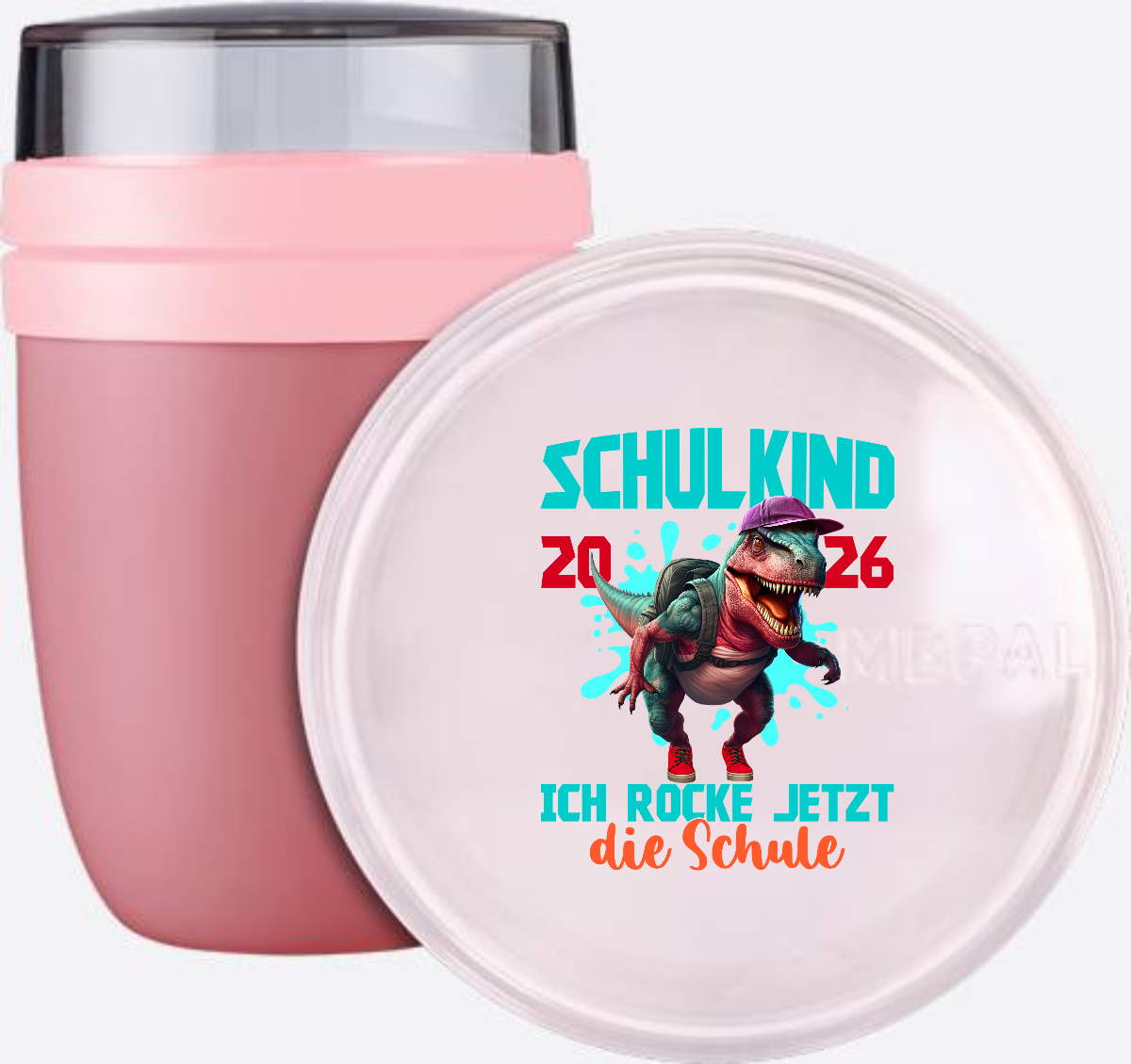 Tasse Schulkind 2026: Dino T-Rex – Ich rocke die Schule - Vivid Mauve