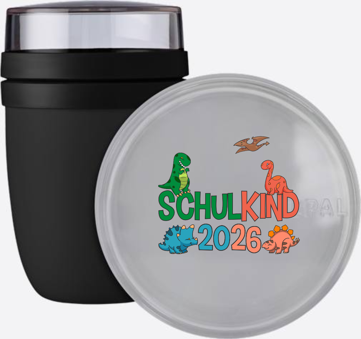 Tasse Schulkind 2026 Dinosaurier mit Name zur Einschulung - Nordic Black
