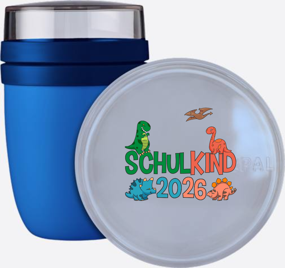 Tasse Schulkind 2026 Dinosaurier mit Name zur Einschulung - Vivid Blue