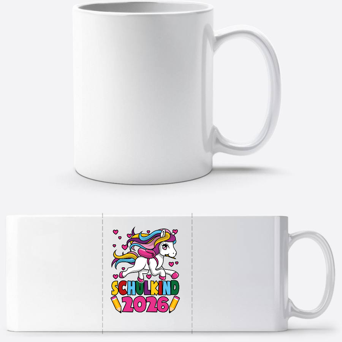 Tasse Schulkind 2026 Einhorn mit Namen | Geschenk Einschulung - Weiß