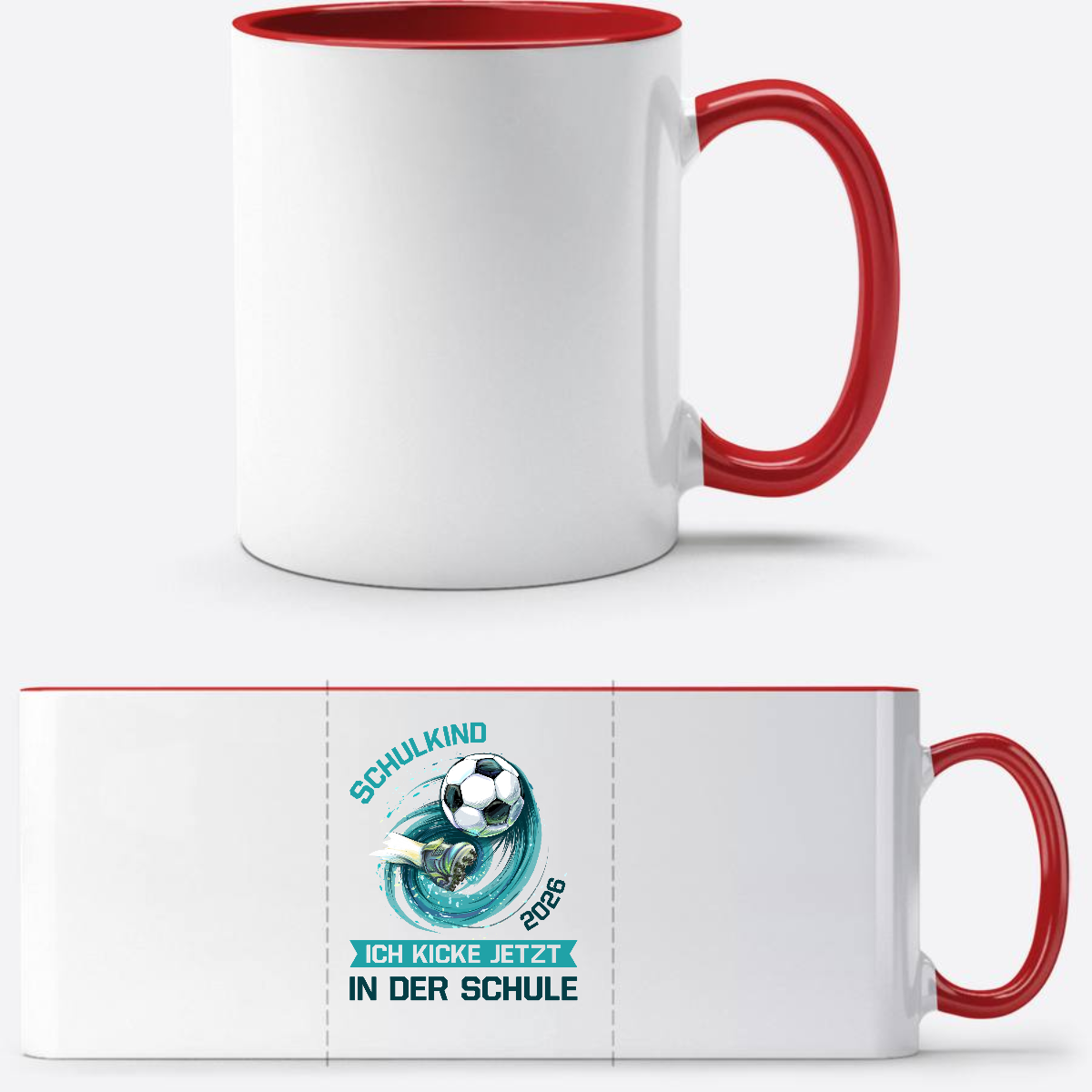 Tasse Schulkind 2026: Fußball – Ich kicke jetzt in der Schule - White/Red