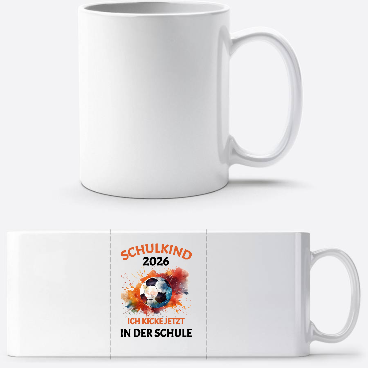 Tasse Schulkind 2026 Fußball – Ich kicke jetzt in der Schule - Weiß