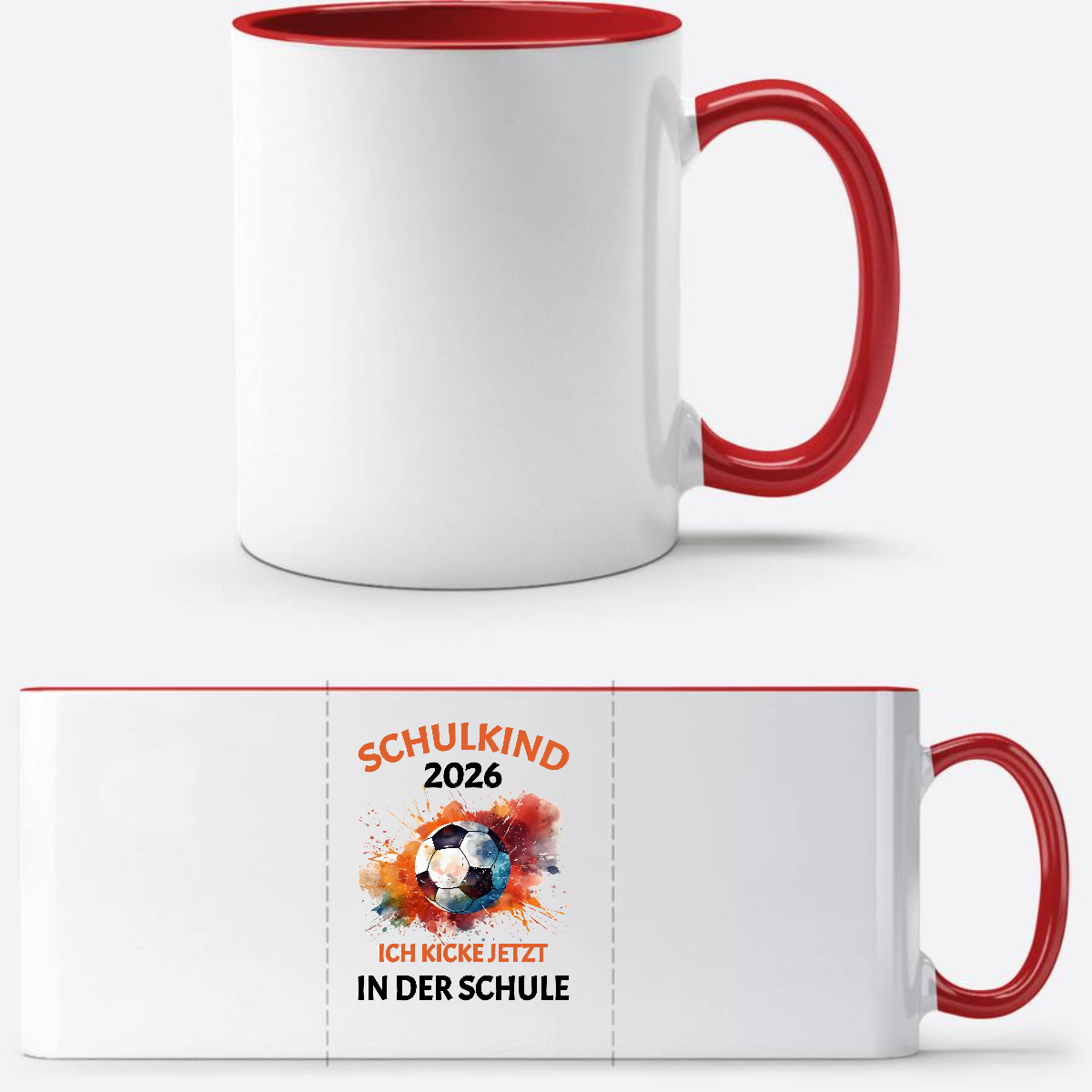 Tasse Schulkind 2026 Fußball – Ich kicke jetzt in der Schule - White/Red