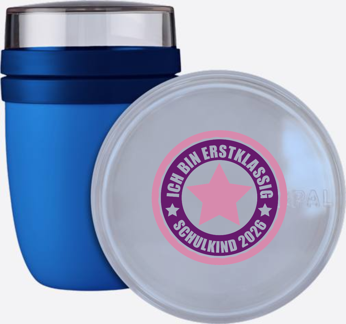 Tasse Schulkind 2026 - Ich bin erstklassig in Rosa mit Name - Vivid Blue