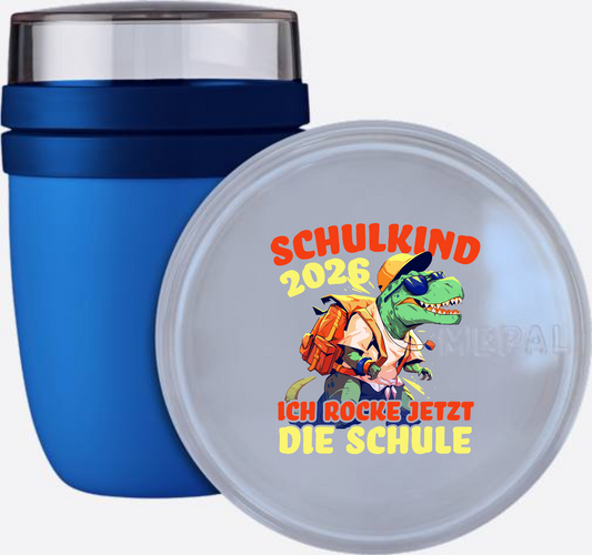 Tasse Schulkind 2026 – Ich rocke die Schule Dino T-Rex - Vivid Blue