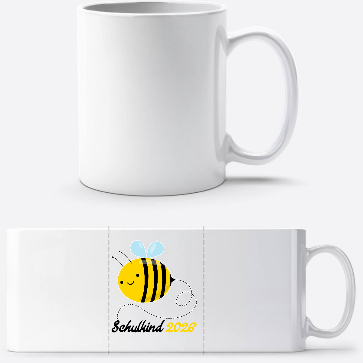 Tasse Schulkind 2026 mit Biene – Geschenk zur Einschulung - Weiß