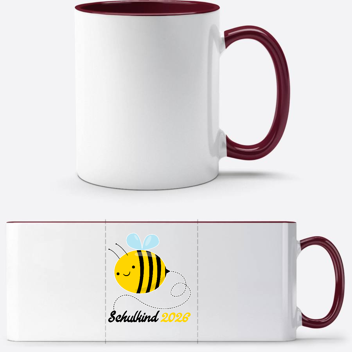 Tasse Schulkind 2026 mit Biene – Geschenk zur Einschulung - White/Bordeaux