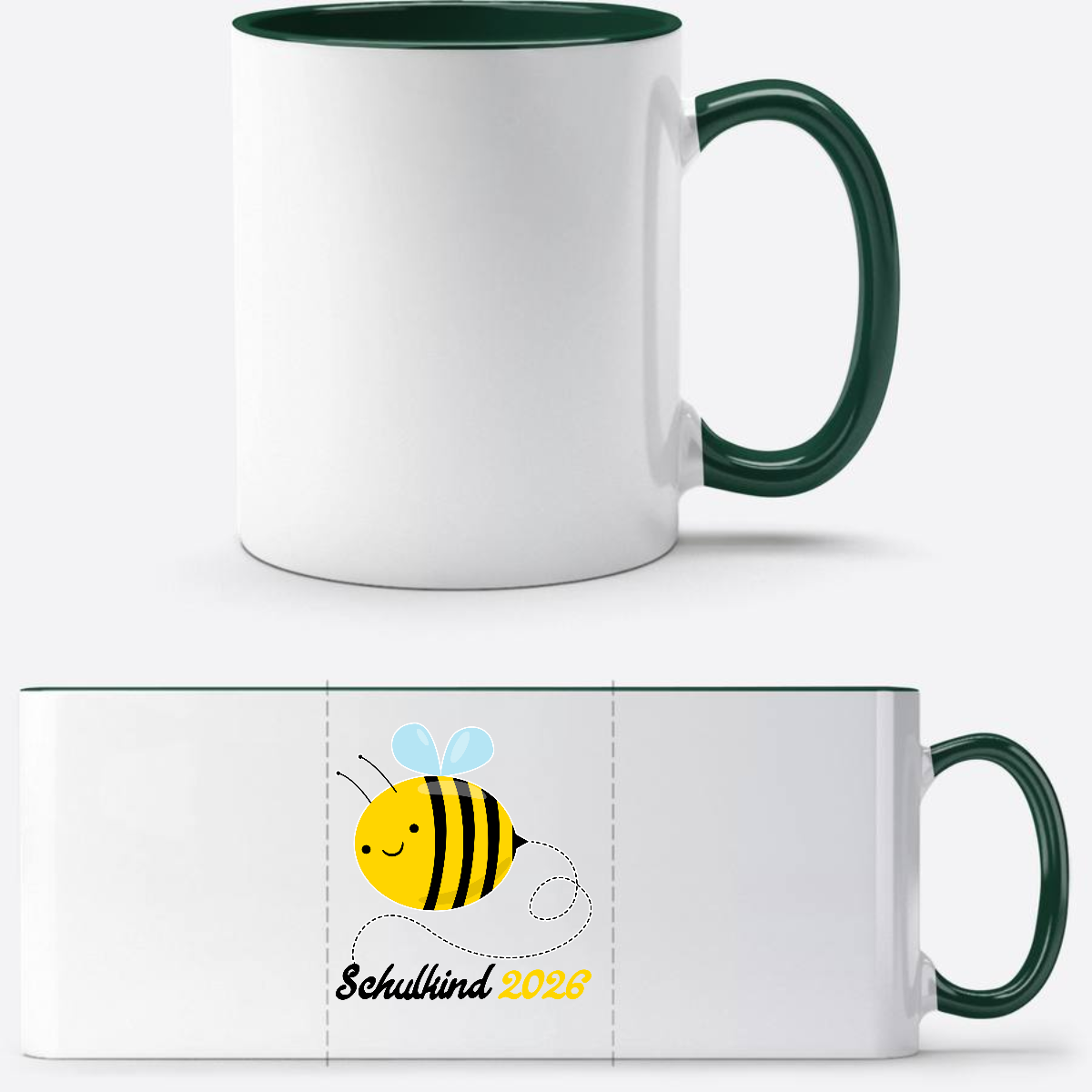 Tasse Schulkind 2026 mit Biene – Geschenk zur Einschulung - White/Petrol