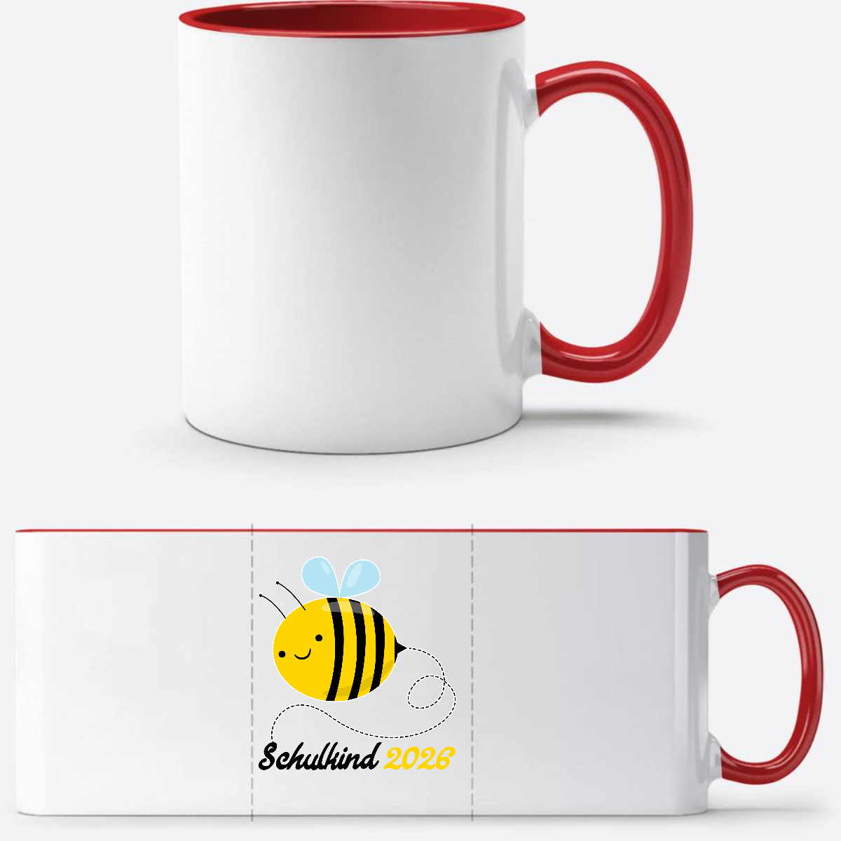 Tasse Schulkind 2026 mit Biene – Geschenk zur Einschulung - White/Red