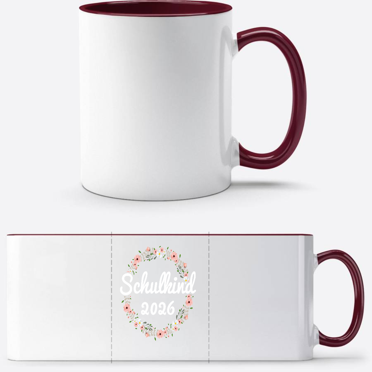 Tasse Schulkind 2026 mit Name – Geschenk zur Einschulung - White/Bordeaux