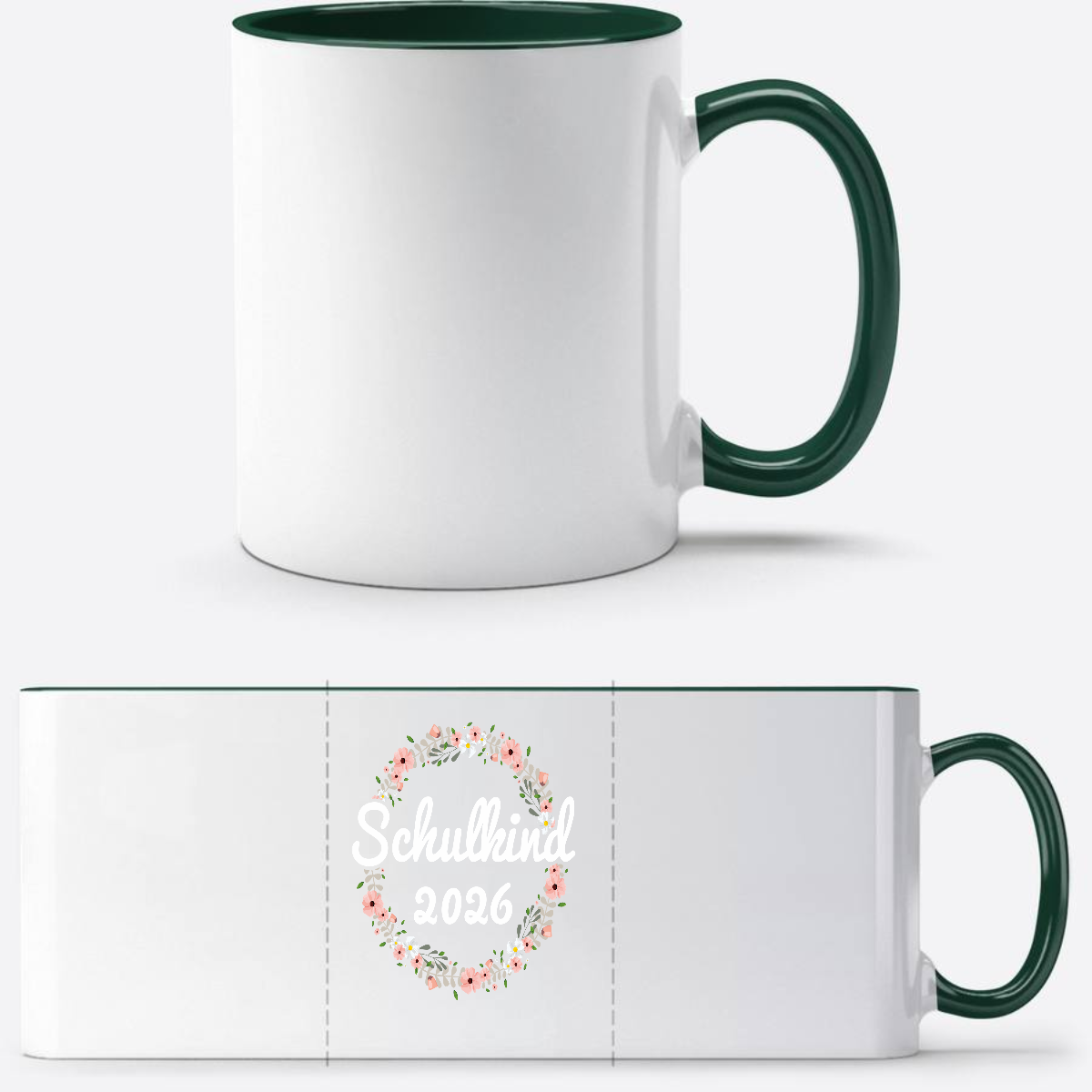 Tasse Schulkind 2026 mit Name – Geschenk zur Einschulung - White/Petrol