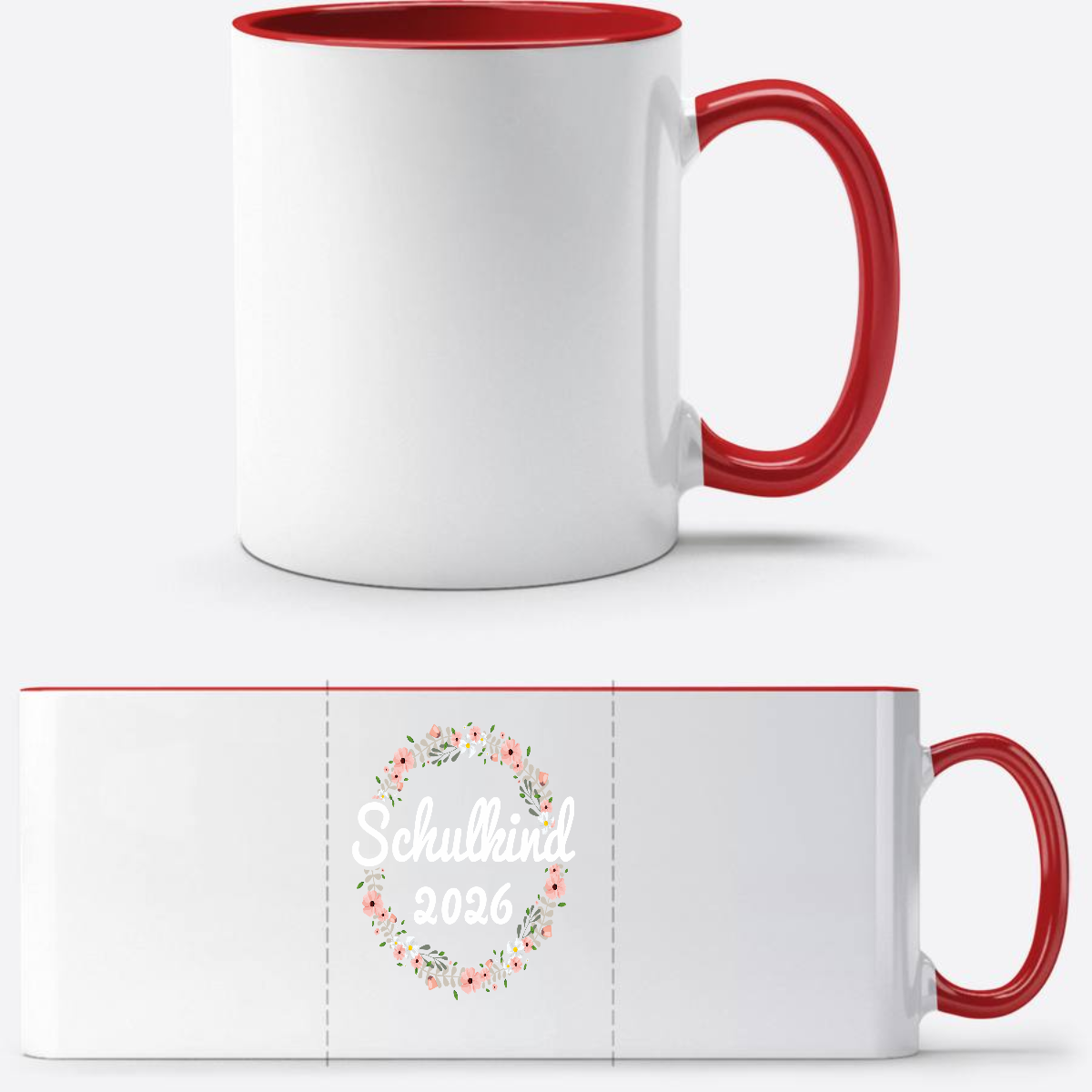 Tasse Schulkind 2026 mit Name – Geschenk zur Einschulung - White/Red