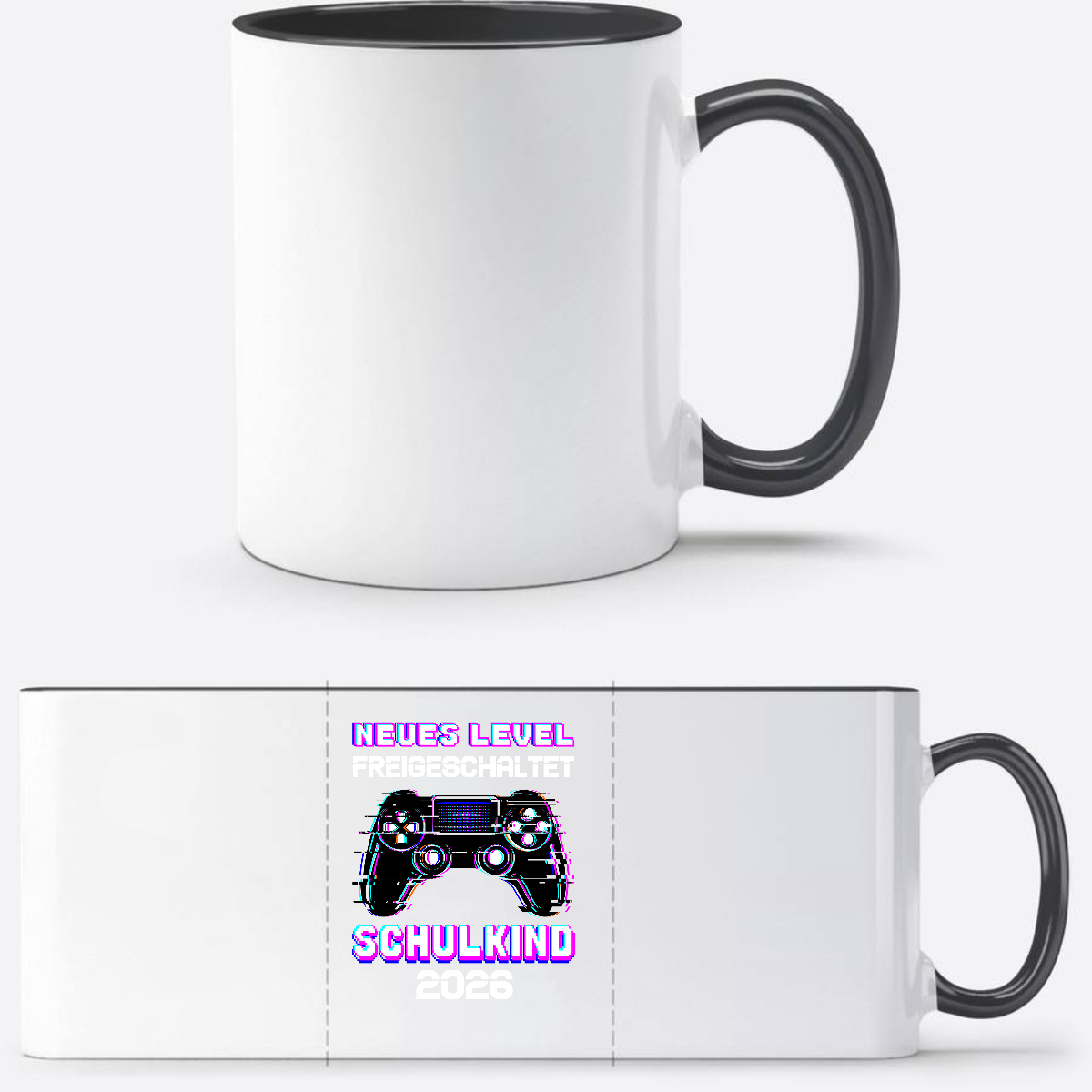 Tasse Schulkind 2026 – Neues Level freigeschaltet Gamer - Weiß/Schwarz